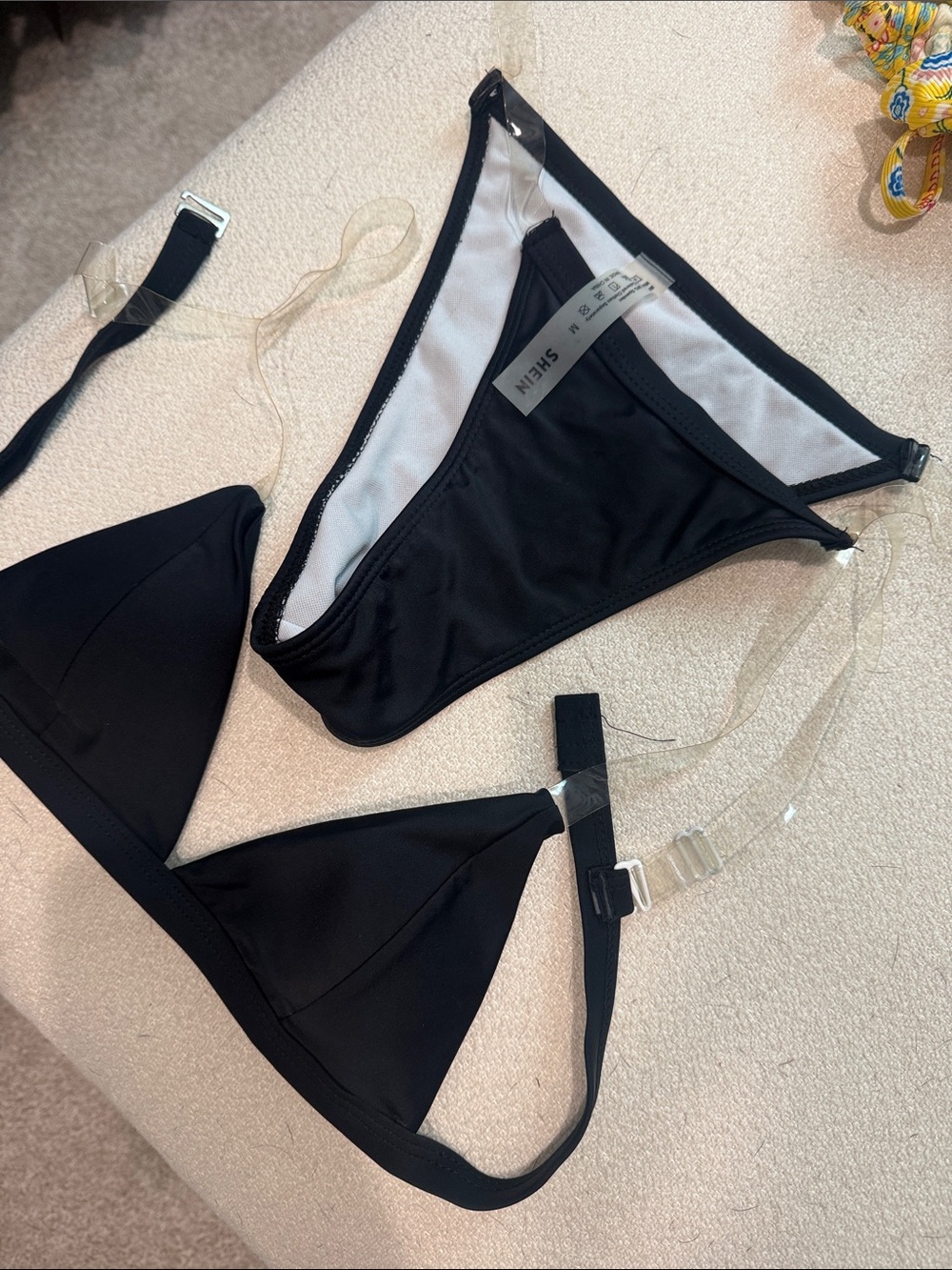 SHEIN Black Triangle Bikini with Clear Straps